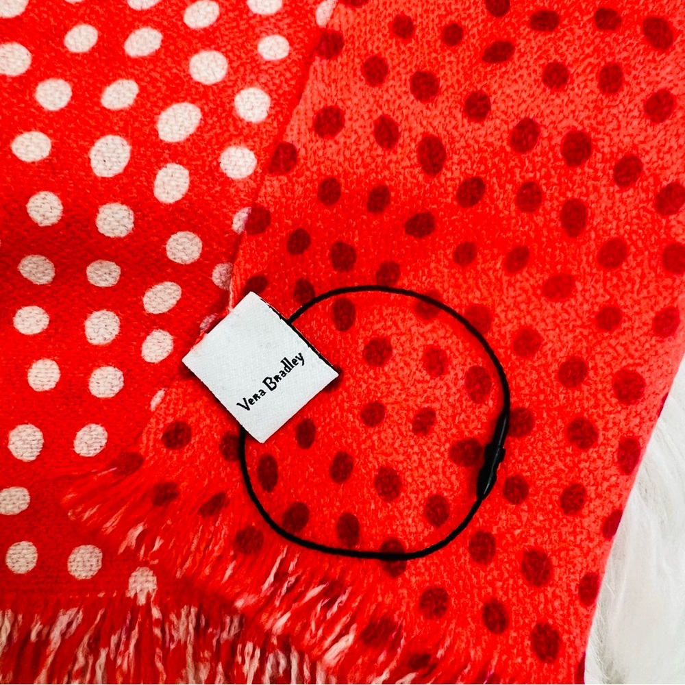 NWOT!! Vera Bradley Coral Meadow Reversible Polka Dots Print Scarf - Picture 7 of 7
